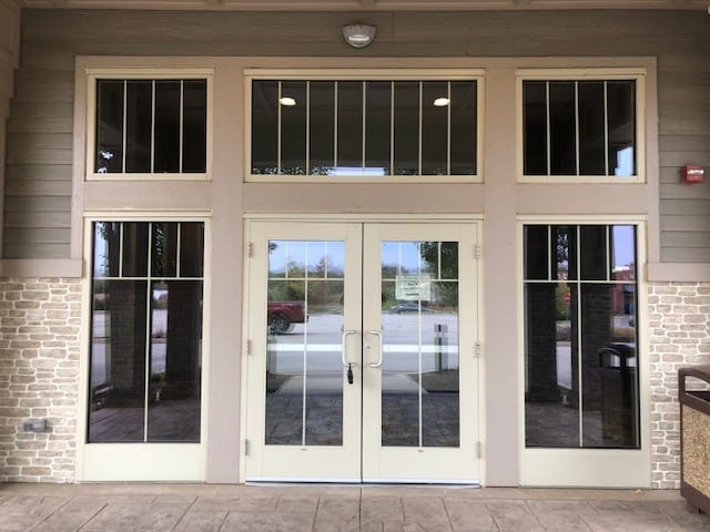 Pair swing doors storefront entrance